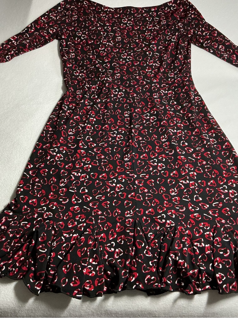 Lily Black & red hearts fit and flare Wrap Dress medium - Picture 11 of 11